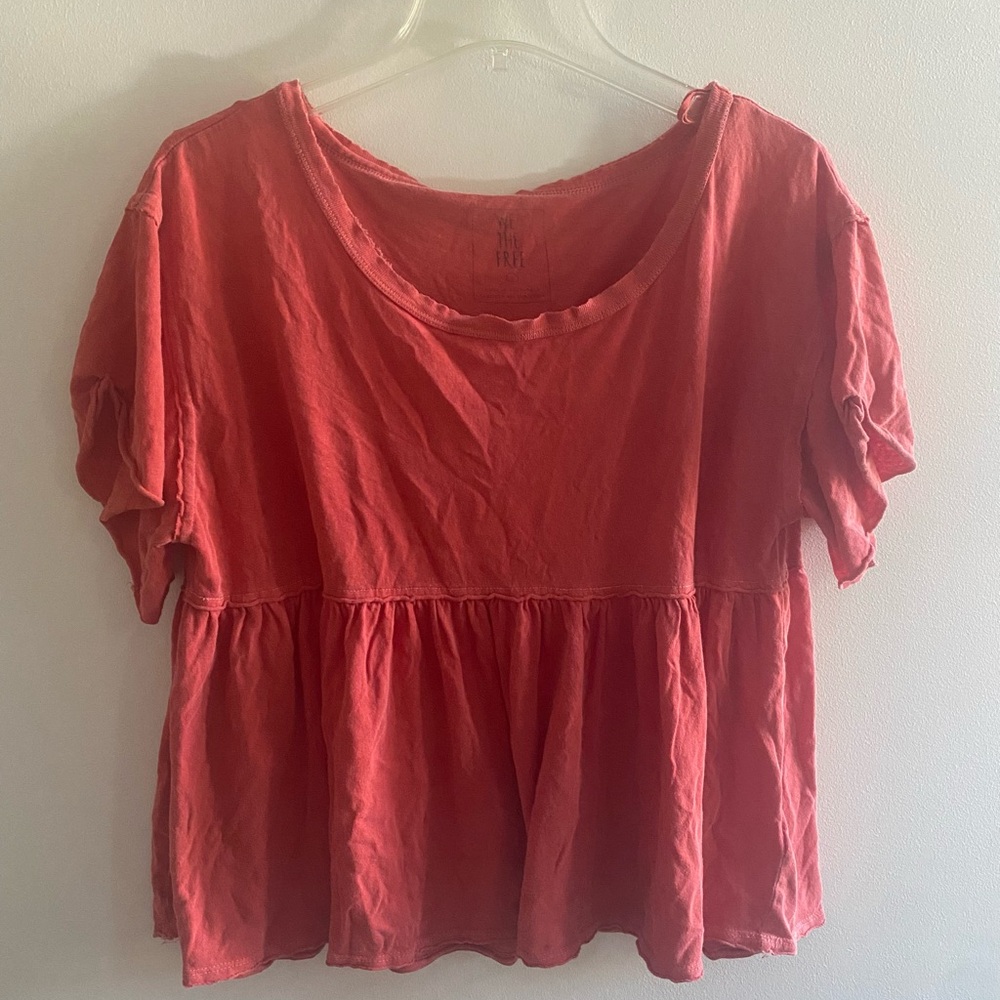 We The Free Coral Peplum Tee